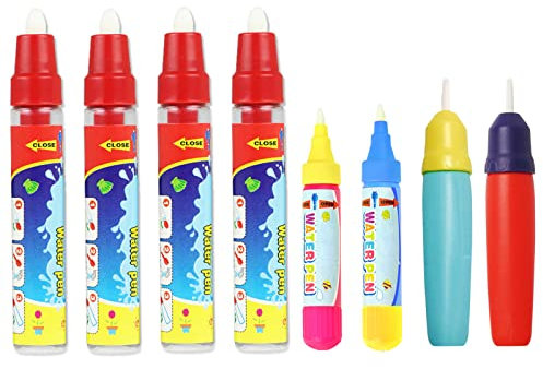 Joyfia 8 Pieces Water Doodle Pens Replacement Water Markers, Drawing Doodle Pens for Toddlers Kids Painting, Mess Free Coloring Brushs for Boys Girls Water Doodle Mat