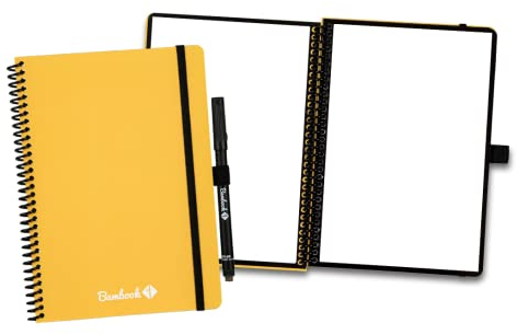 BAMBOOK Colourful Notizbuch - Gelb - A5 - Blanko, Wiederverwendbares Notizbuch, Notizblock, Reusable Notebook