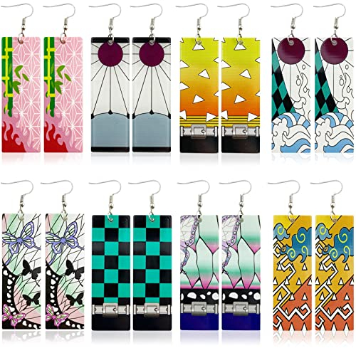 Anime Ohrringe 8 Paare, Anime Earrings, Acryl Ohrring, Cosplay Anime Ohrringe, Anime Acryl Tropfen Ohrringe, Cosplay Ohrringe, Ohrringe für Damen, Cosplay Requisiten Zubehör