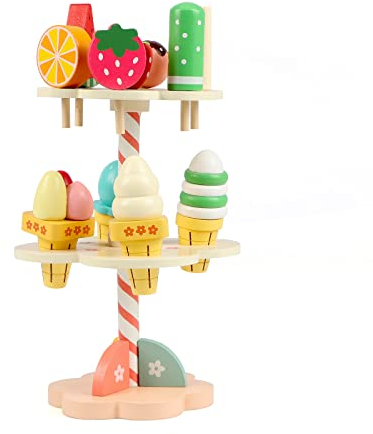 KABENFIS Juego de helados de madera de 11 piezas para niños