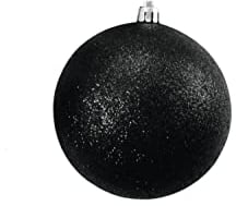 INNA-Glas Weihnachtskugel ABELIA, 4 Stück, Glitzer, schwarz, Ø10cm - christbaumkugel