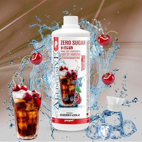 Prosport Allinclusive® Cherry-Cola 1000ml – ZERO SUGAR Sirup mit Vitaminen – Premium Getränkekonzentrat 1:50 – Ohne Zucker, Aspartam & Azofarbstoffe – Perfekt für Wassersprudler