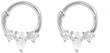 Whoiy Nasenstecker Klein mit Stein, Nasenstecker Brilliant 10 Stück Edelstahl 316L Piercing Set Tropfenform mit Zirkonia Silber für Männer Frauen