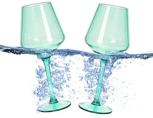 Schwimmende Weingläser für Pool – Set mit 57-425 ml bruchsicheren Weingläsern am Pool, Tritan-Kunststoff, wiederverwendbar, Stielgläser, Strand, Outdoor, Cocktail, Wein, Frühling, Sommer (grün)