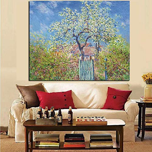 LINKGIN Home HD Print Claude Monet Birnbaum in Blüte Impressionistische Landschaft Gemälde auf Leinwand Poster Wandbild für Badezimmer Dekor 40x52cm rahmenlos