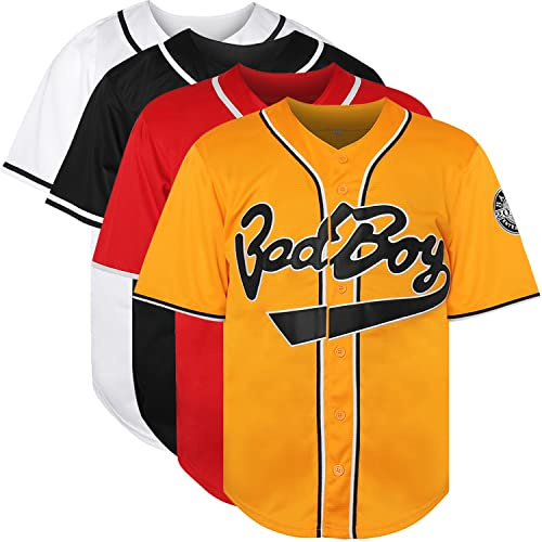 #10 Biggie 72 Bad Boy Baseball Trikot 90er Jahre Hip Hop Kleidung für Party Shirt, gelb, XL