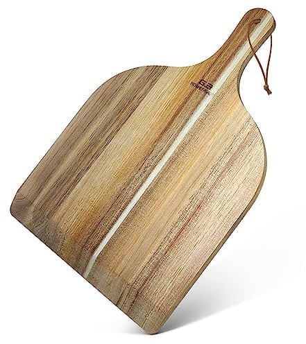 CALM COZY Tabla para Pizza de Madera de Acacia, y Tabla de Cortar 12 Pulgadas, Bandeja para Servir para Pizza casera, Queso, Frutas y Tartas
