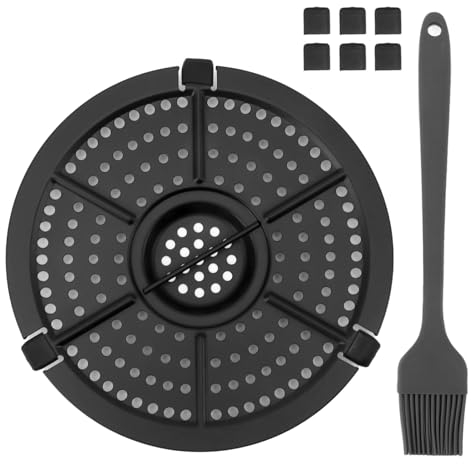 Fryer Replacement Grill Pan ,16cm Air Fryer Replacement Grill Pan Fryer Grill Pan Air Fryer Grill Pan Fry Pan Plate Stainless Steel FryerGrill Pan with Oil Brush for Kitchen Cook