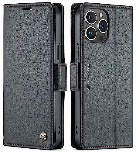 QLTYPRI Wallet Case for iPhone 13 Pro Max, Premium PU Leather Magnetic Flip Folio Case with RFID Blocking Card Slots Kickstand Shockproof Protective Phone Case Cover for iPhone 13 Pro Max – Black