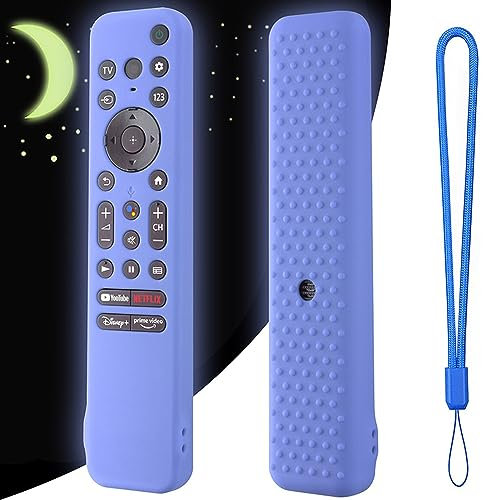 Cover in silicone per Sony RMF-TX800U RMF-TX900U Voice Remote Contorl 2022, custodia in silicone antiscivolo antiurto con cordino per telecomando TV Sony 4K Ultra HD serie X80K X90K X95K (blu