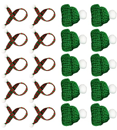 MAGICLULU 20st Weihnachtsmann-mütze Miniatur-weihnachtsmützen Strumpf Stuffer Leckereien Weihnachtsmütze, Schal, Tasse, Flasche, Weihnachtsmann-schal Mini-fingermützen Stricken Weihnachten