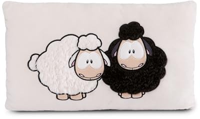NICI Kuschelkissen Wool*y Gang Green 43 x 25cm, Weiches Plüsch, Flauschiges Kuscheltierkissen mit Schafen für Mädchen, Jungen & Babys, Rechteckiges Stofftierkissen - 49682