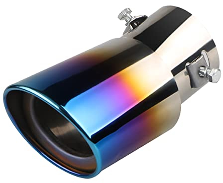 Adunsiaoto Auspuffblende Auto Universell Auspuff Schalldämpfer Endrohr, Auto Auspuff Modifikation Endrohr Kehl Endrohr, Endrohrspitze Edelstahl Auspuffrohr(Blau-Gebogen)