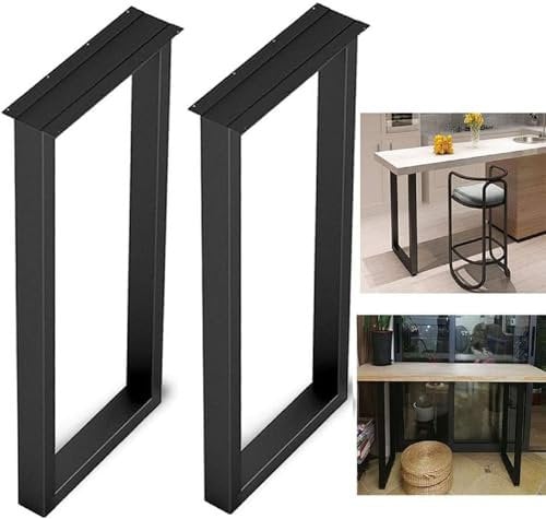 Industrial Metal Table Legs High 40inch,Modern Heavy Duty Tall Kitchen Dining Table Legs,Adjustable U-Shaped Console Table Pedestals Base,Bench Furniture Legs,for Coffee Table Dining Legs,Black 2Pcs
