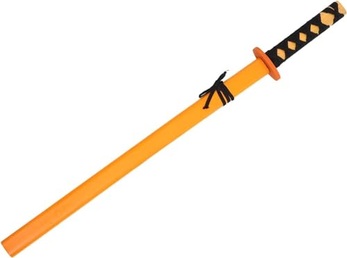 Vnnigmn Spada Ninja Bambino di Anime Cosplay, Katana Giapponese in Legno Giocattoli di Halloween, 55 cm (Giallo)