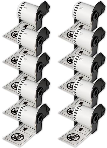 BETCKEY - 10 Rollen DK-22113 Endlos-Etikett (Film) klar, 62mm x 15.24m, Schwarz auf Transparent, 10 Etiketten für Brother QL Etikettendrucker