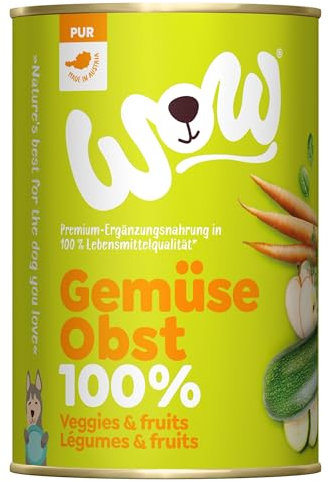 Wow Nassfutter für Hunde, verschiedene Geschmacksrichtungen, 6 x 400 g, Obst und Gemüse