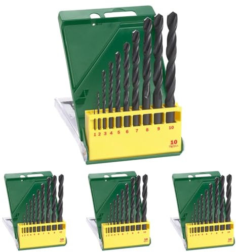 Bosch Home and Garden 2607019442 10 Piece Metal HSS-R Drill Bit Set, Black (Pack of 4)
