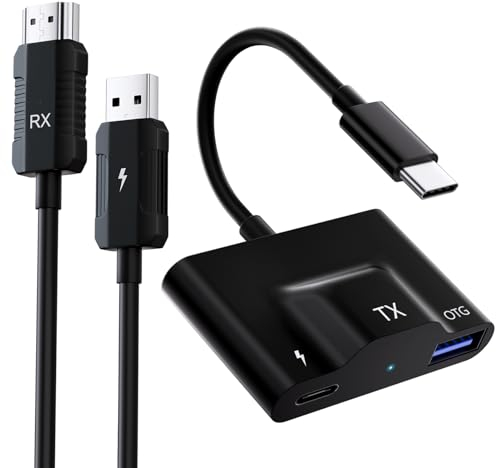 Anytrox USB C vers HDMI sans Fil Émetteur et Récepteur, Prolongateu d'Affichage 1080P, Diffusion Vidéo/Audio Depuis Un Téléphone/Pad/Un Ordinateur Portable vers Un TV, Projecteur, Moniteur