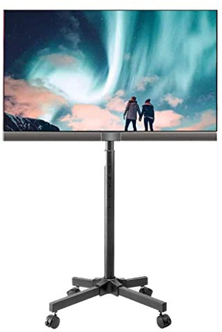 TV-Ständer Universal-TV-Ständer mit Rädern, mobiler TV-Ständer für 17-55-Zoll-Plasmafernseher mit LCD- und LED-Bildschirm, höhenverstellbarer TV-Wagen, TV-Bodenständer kann bis zu 35 kg tragen