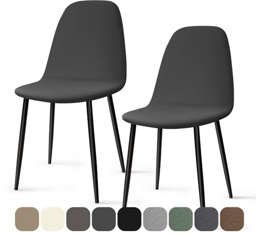 Stuhlhussen 2 Stück Stretch Stuhlhussen für Esszimmerstühle Universal Spandex Hussen für Stühle Abnehmbare Waschbar Stuhlbezüge Stuhl Hussen für Küchenstühle Hotel Bankett (Dunkelgrau, 2 Stück)-KC