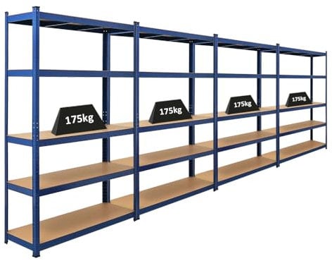 PROREGAL Mega Deal | 4X Schwerlastregal Ragnar | HxBxT 180x120x40cm | Fachlast 175kg | Blau | Garagenregal Kellerregal Werkstattregal Lagerregal Steckregal