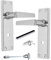 Chrome Door Handles Interior Door Bathroom Handles - Victorian Straight Bathroom Lock Handles, Polished Chrome Door Handles, Back Plate, 150 x 42mm, Door Handles Multipack, Door Handles Set 1
