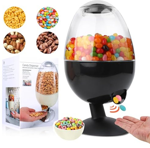 Automatic Candy Dispenser Machine Countertop,Vintage Motion Activated Candy Dispenser Touch Free,3 Distribution Options Desktop Auto Candy Dispenser for Office Desk,Home,Bar,Party (Black)