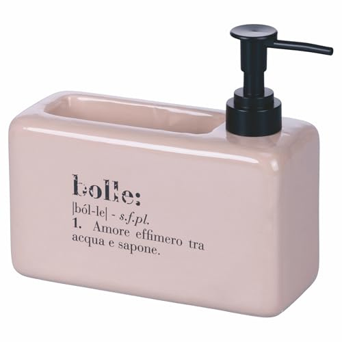 Villa d'Este Home Tivoli Dispenser sapone liquido 840 ml in ceramica con fessura porta spugnetta/sapone, Victionary