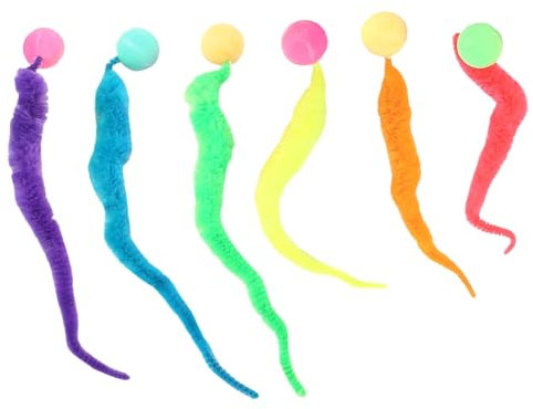 Yuannee Einfarbiges Wiggly Ball für Katzen,6 PCS Flummi Wurm Katzenspielzeug Wurm Katzenspielzeug Wackelball für Katzen Lustiger Katzenball Katzenspielzeug Interaktiv für Haushalt Zoohandlung