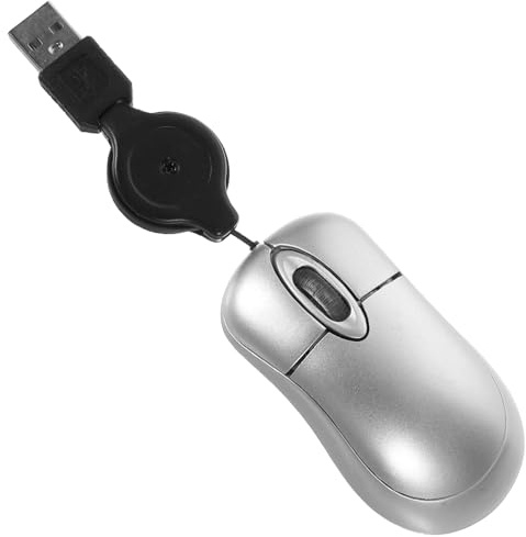 SWOOMEY Mini Mouse Ottico USB Cavo Retrattile, Mouse Cablato Compatto Ergonomico per PC e Notebook, Plug And Play per Ufficio e Viaggi, Compatibile con Sistemi e Linux Colore Casuale