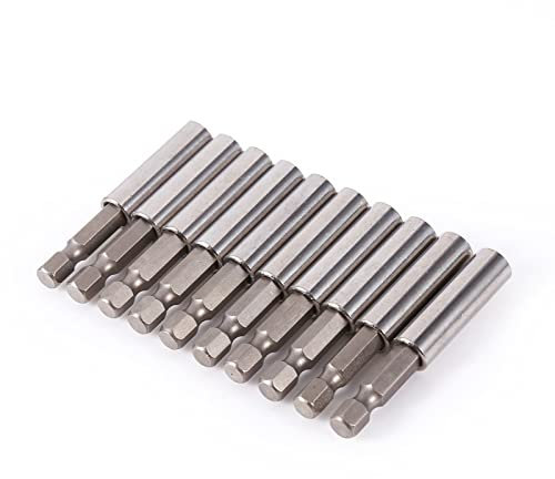 10 Count Hex-Shank Drill Bits, 10pcs Extension Socket Bit Holder Hex Shank 1 4 Inch Magnetic Tors Power Tools 60mm Carbon Steel 10pcs per Bag