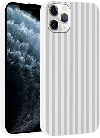 Yirlbey Gestreift Handyhülle für iPhone 11 Pro Hülle 5,8, Aesthetic Grau Weiß Striped Stripes Muster Motiv Design für Mädchen Schutzhülle Weiche Bunt Weiß Silikon TPU Ultra Dünn Bumper Case, Streifen