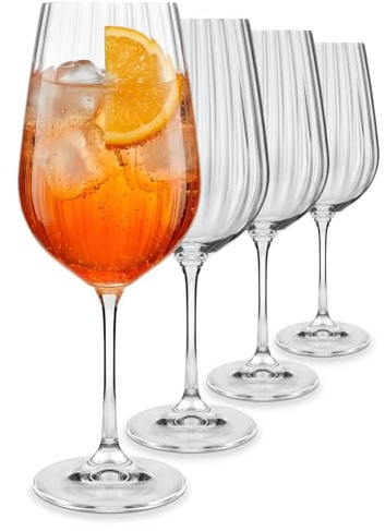 WUITOKI Aperol Spritz Gläser, 4 Stück, 55cl, geriffeltes Kristallglas, spülmaschinenfest, stoßfest, Aperitifgläser, Cocktail