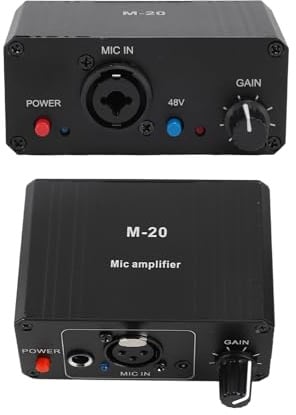 LICAEVEY Microphone Preamp, High Gain 48V Phan tom Power with XLR Output, Mic Preamplifier for Dynamic Condenser Microphones, Recording and Streaming