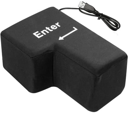Fouvin Big Enter Button Enter Button - Cuscino anti-compressione USB per bambole, grande e comodo, regalo per informatici, 21 x 15 x 10 cm