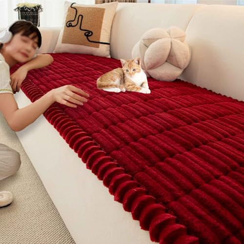 YWQJL Couch Überzug Sofadecke,Sofaschutz 1/2/3/4 Sitzer L Sofakissen Universelle rutschfeste Sofa Überwurf,Solide Strukturierte Ultra Stretch Sofa Überzug für Wohnzimmer(E,60 * 180cm)