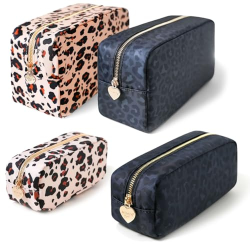LS-LebenStil Kosmetiktasche Leo Anthrazit 21x7cm Mäppchen Kulturtasche Schminktasche universeller Organizer für Kosmetik Make Up Handtaschenartikel Waschtasche Kulturbeutel Federmäppchen
