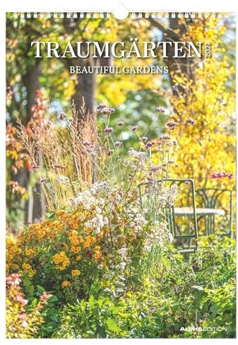 Traumgärten 2027: Wandkalender 29,7x42 cm mit 12 Gartenmotiven, 4-sprachigem Kalendarium und Platz für Notizen