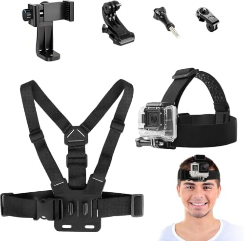 Dexpally Juego de 6 Pechera para Grabar con el Movil Soporte Movil Pecho Soporte Telefono Pecho Soporte Pecho Movil Arnés Soporte de Pecho para GoPro Hero dji Osmo y Smartphone
