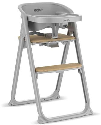 Neno Sapori Grau Hochstuhl Baby 4 in 1 - Kinderstuhl mit Neugeborenenaufsatz - Kinderhochstuhl Klappbar - Babystuhl ab 6 monate - Kinder Stuhl Esstisch - Babyhochstuhl mit Lernstuhl Küche Funktion