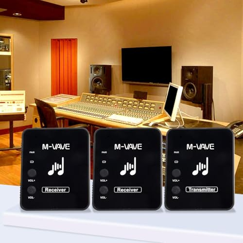 Auricolare wireless ricaricabile inear monitor con 2 trasmettitore e ricevitore 4G, accoppiamento, design compatto e stereo disponibile (1)