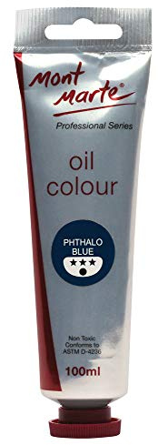 MONT MARTE Premium Oil Paint, 100ml (3.4oz), Phthalo Blue, Good Coverage, Excellent Tinting Strength