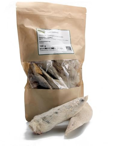 Masterfeed Trockenbarf Lammohren mit Fell, gefriergetrocknete Qualität, Barf Leckerli für Hunde, 500 g