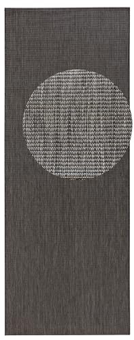 Hanse Home NORTHRUGS Indoor and Outdoor Rug Match 80 x 200 cm - Weatherproof Modern Plain All-Over Plain Design Runner for Balcony Patio Garden Conservatory Living Room Rug Waterproof in Anthracite