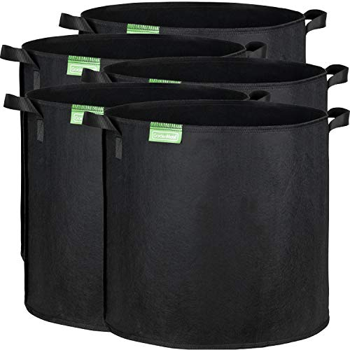 GardenMate 5X Sacs à Plantes 60L en Non tissé Blackline - Ø 45,5cm Hauteur 40cm - Noir