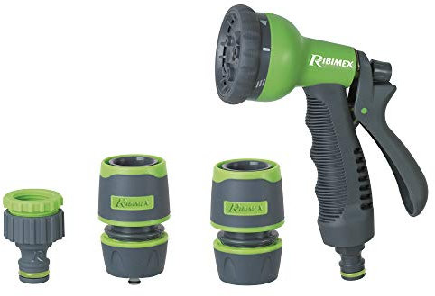 Ribimex Pra/TB.1312 Kit de riego con Pistola multichorro 8 Funciones, Gris/Verde, 245 x 70 x 145 cm