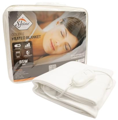 SHINE Supreme comfort electric heated blanket underblanket, Machine washable, heat control & overheat protection (DOUBLE)