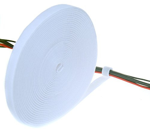 TUKA 10 m x 15mm Organizador de Cables, Cinta de Gancho y Bucle Sujeta Cables, Recortable Cinta adhesiva Cable Manguera, Hook & Loop Organizar Cables, Reutilizable | Ajustable, blanco TKB5013 white