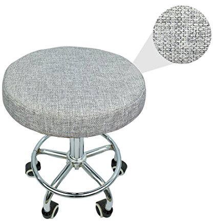 Levoberg Hocker Bezug Stretch, Hockerbezug rund Stretch aus Leinen rund Bar Bezug Sitz Kissen Durchmesser 35cm